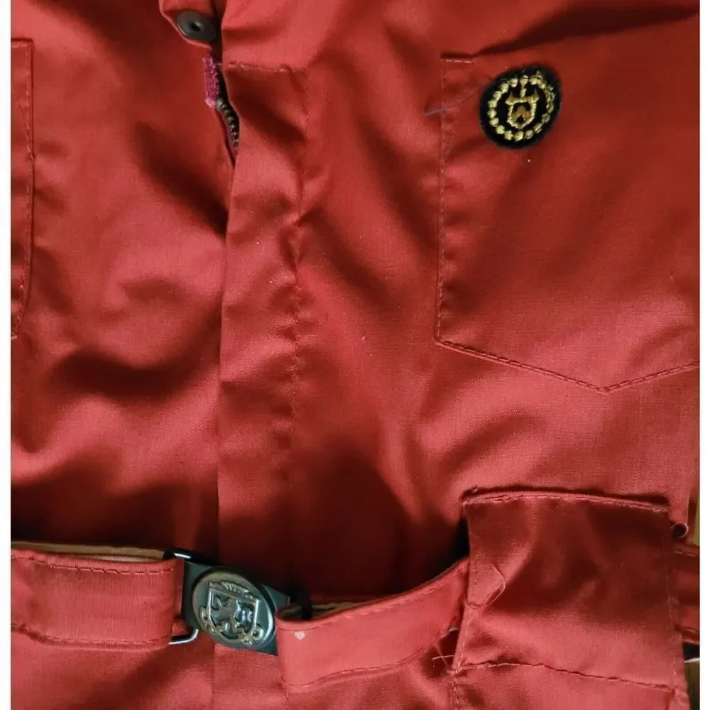 VTG Walls Leisure Alls Buckle Elastic Waist Jumpsuit Child Red Orange Overalls